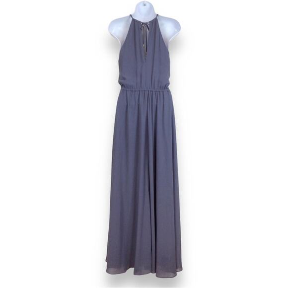 LULU'S Chiffon Halter Top Formal Gown Dusty Blue size XS - Picture 3 of 5